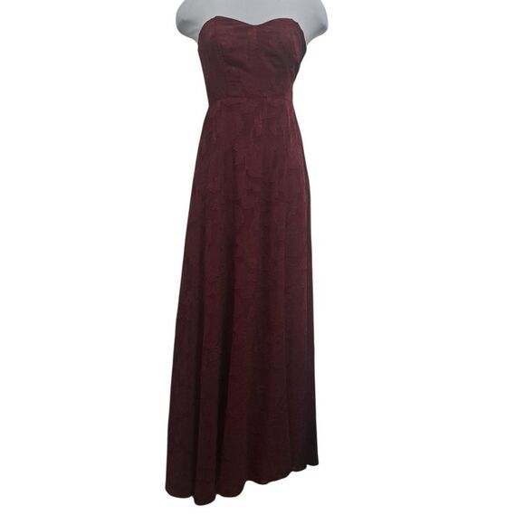 Lulu's Garden Of Romance Floral Burnout Strapless Maxi Dress Burgundy Small NWT - Picture 1 of 14